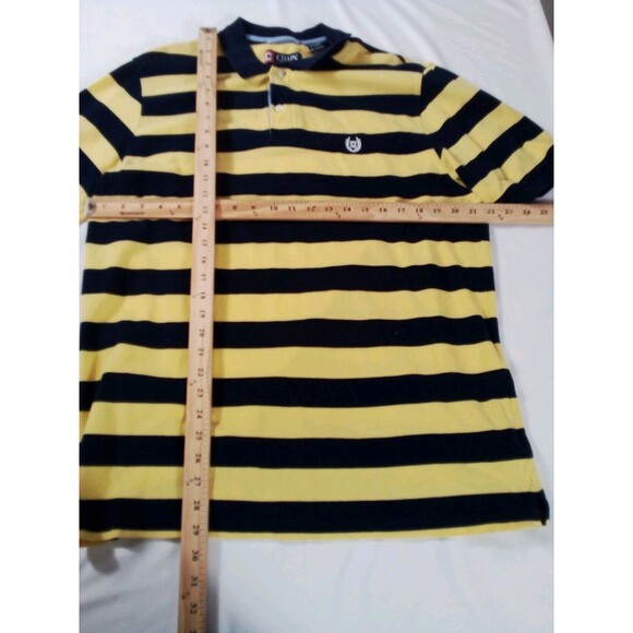 Men's Chaps Short Sleeve Yellow/Blue Stripes Size XL Polo Shirt - Picture 8 of 10